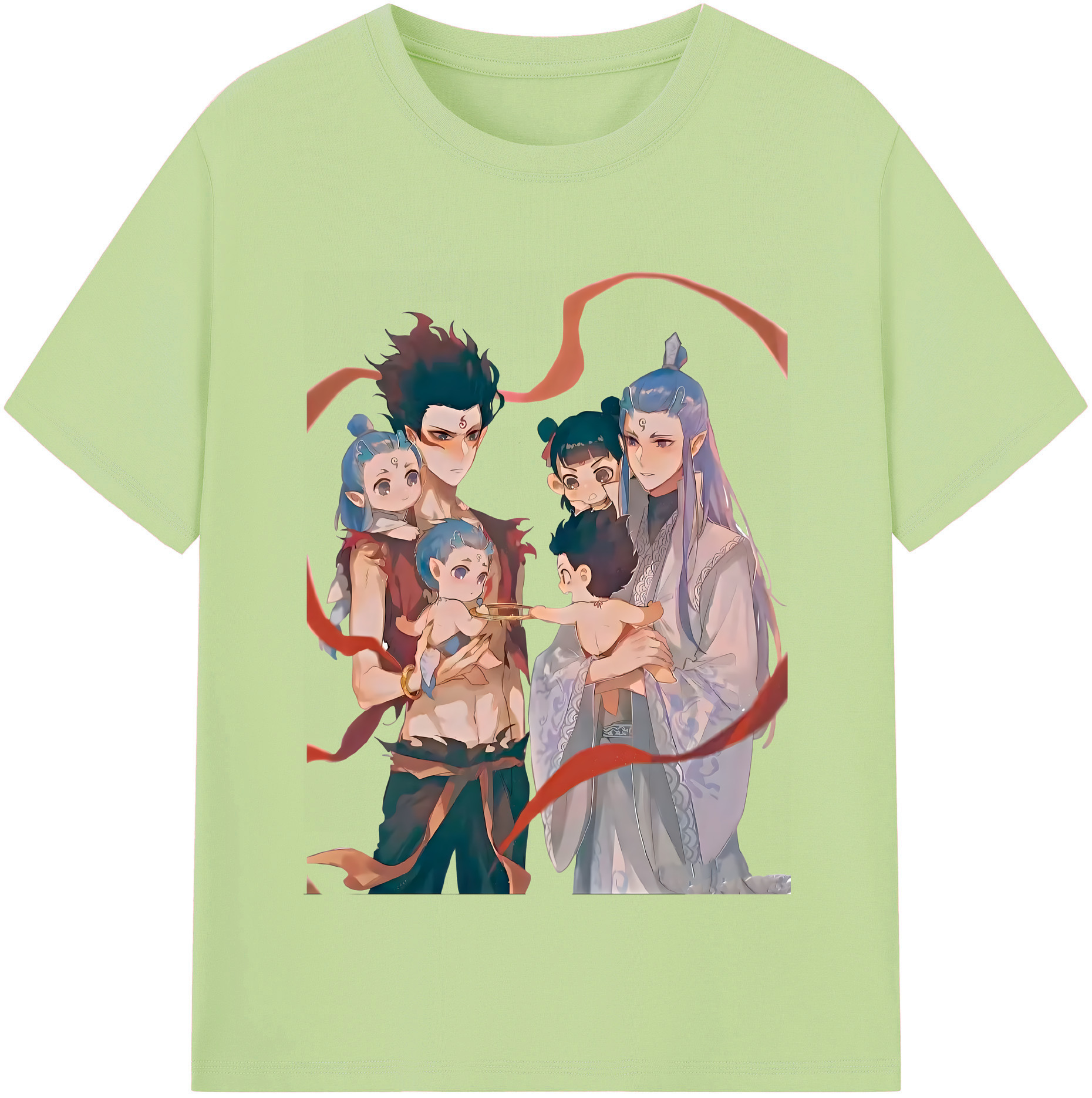（画像用） Ne Zha 2 ナタ 魔童の大暴れ 綿100％半袖Tシャツ（フロントプリント）